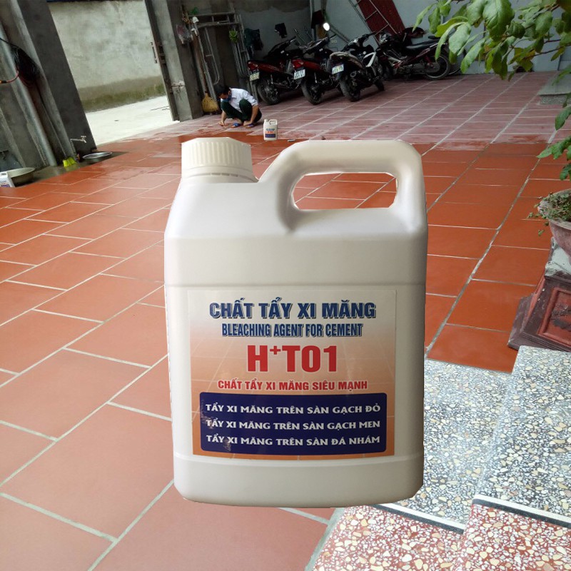 2 CAN Tẩy Xi Măng HT01 1,8Lít,chất tẩy xi măng Siêu Sạch,tẩy xi măng+Tặng pét chà để sử dụng sản phẩm