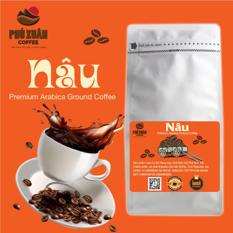 [Mã 77FMCGSALE1 giảm 10% đơn 250K] 100gr Cà Phê Nâu Phú Xuân Coffee - Cà phê bột rang xay pha phin, mẫu thử 100gr | BigBuy360 - bigbuy360.vn