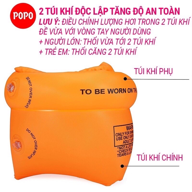 Sỉ 1 đôi phao tay cho bé và người lớn, set 2 phao bơi tay cho bé
