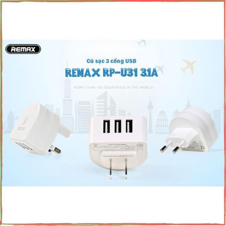 Củ sạc 3.1A 3 Cổng USB Remax Moon RP-U31 - hàng chính hãng