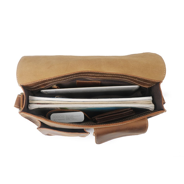 Túi Đeo Chéo Da Bò Dáng Ngang Túi Hộp Khóa Bấm Cá Tính