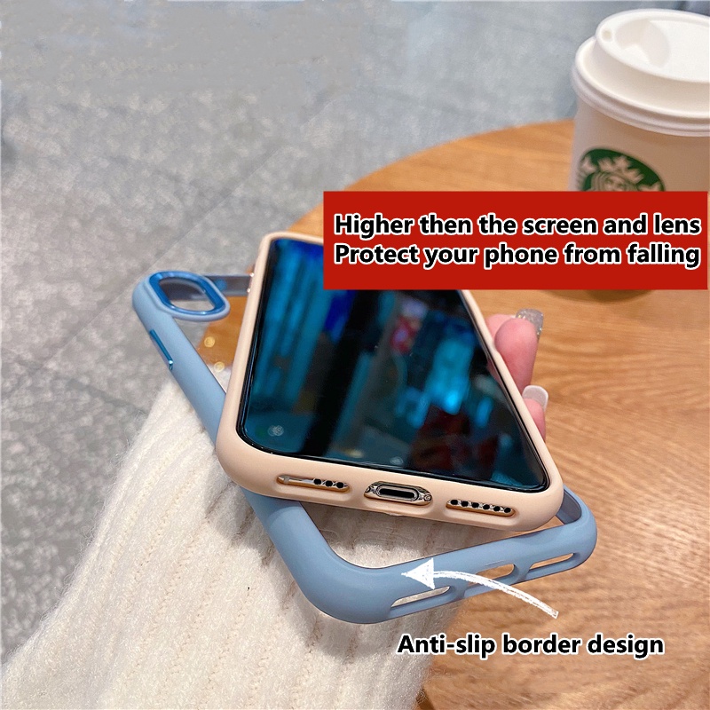 Ốp Điện Thoại Acrylic Trong Suốt Chống Rơi Bảo Vệ Ống Kính Sang Trọng Cho iPhone X XS Max XR 7 Plus 8 Plus 11 Pro Max