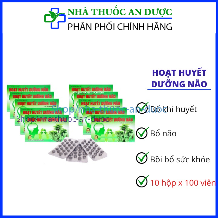 10 hộp Hoạt huyết dưỡng não tăng cương trí nhớ lưu thông máu não hộp 100 viên x 10 nén