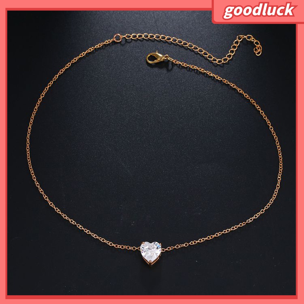 Vòng Cổ Choker Đính Đá Pha Lê Hình Trái Tim Cho Nữ