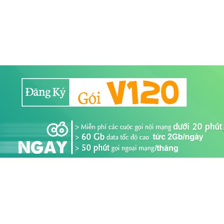 SIM VIETTEL Gói V120 ĐẦU 09 - Tặng 2Gb Tốc Độ Cao + 20 Phút Nội Mạng/Ngày & 50 Phút Ngoại Mạng/Tháng