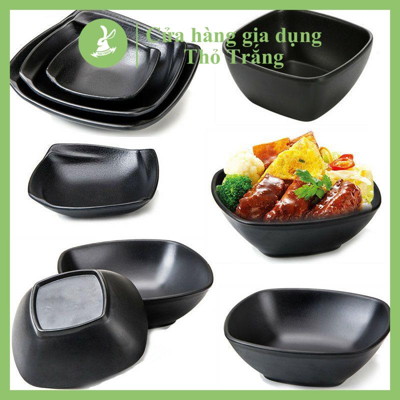 Chén bát đựng món khai vị màu nhựa melamine đen cao cấp cách điệu