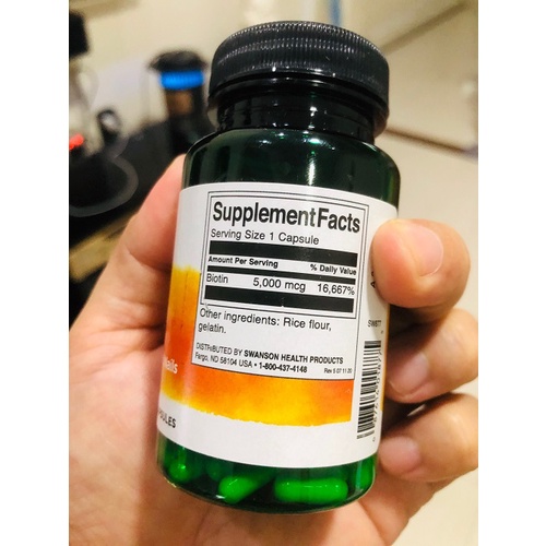 Viên uống giảm rụng tóc mọc tóc Swanson Biotin 500mcg 100 Viên