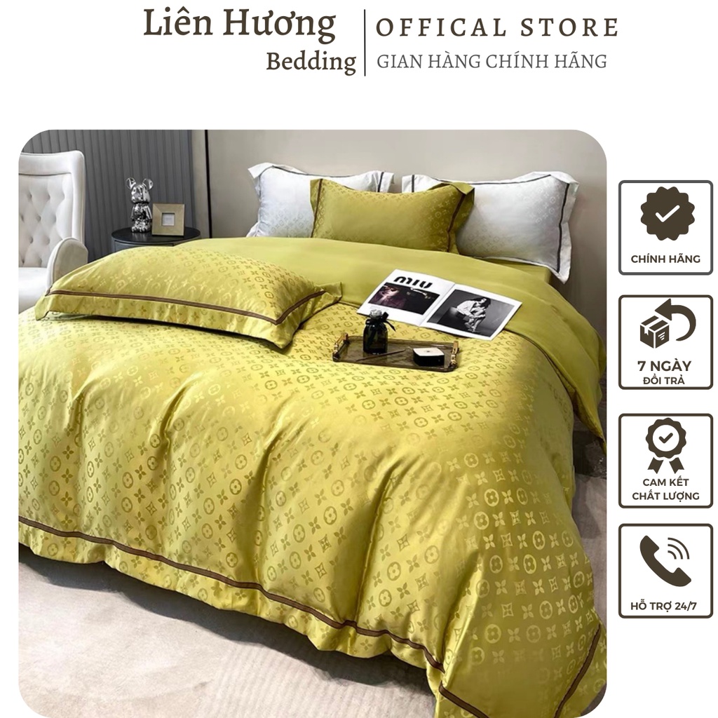 Bộ chăn ga gối lụa thương hiệu LUXURY BEDDING, chất liệu lụa dập thương hiệu sang xịn mịn, mềm mát tay,chất không nhăn | BigBuy360 - bigbuy360.vn