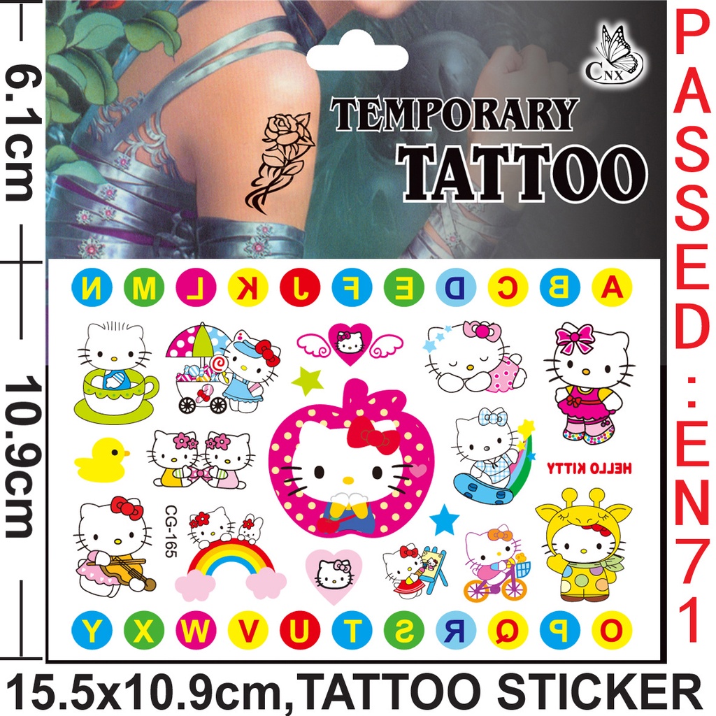Hình xăm dán tạm thời họa tiết Hello Kitty dễ thương