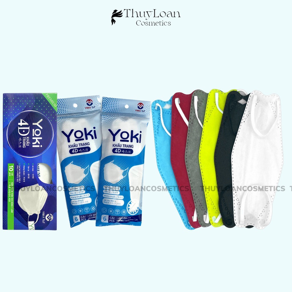 Khẩu trang 4D Yoki KF94 4 lớp kháng khuẩn túi 6 cái