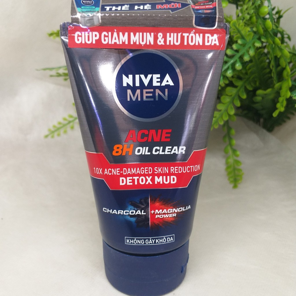 Sữa rửa mặt bùn khoáng Nivea Men Acne 8h Oil Clear kiểm soát nhờn & ngừa mụn 100g - Hàng Chính Hãng