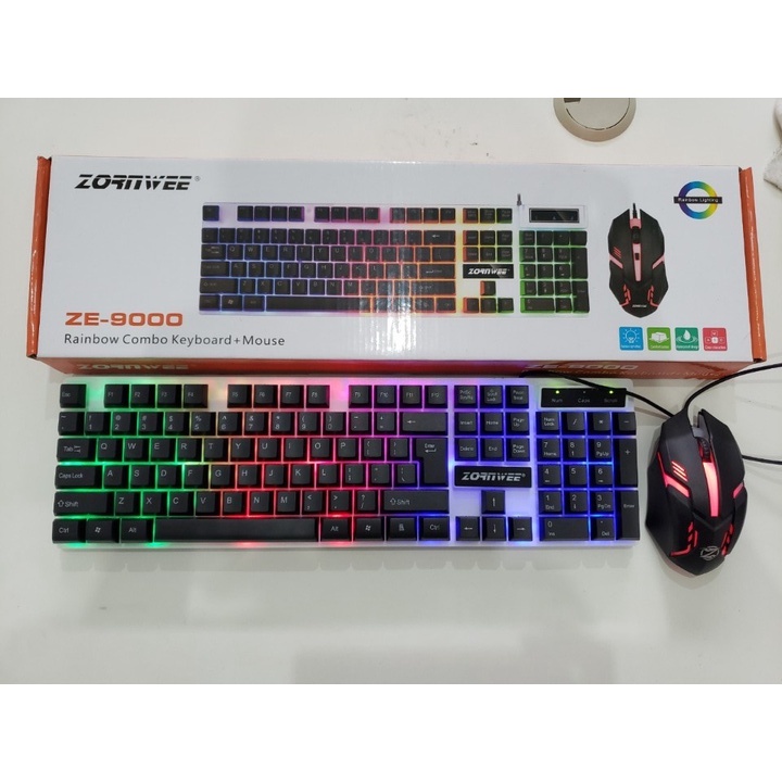 Bộ Bàn Phím Gaming Giả Cơ có dây Kèm Chuột D280 D950 ZE-9830 có đèn Led 7 màu cực đẹp bảo hành 12 tháng lỗi 1 đổi 1 VNET