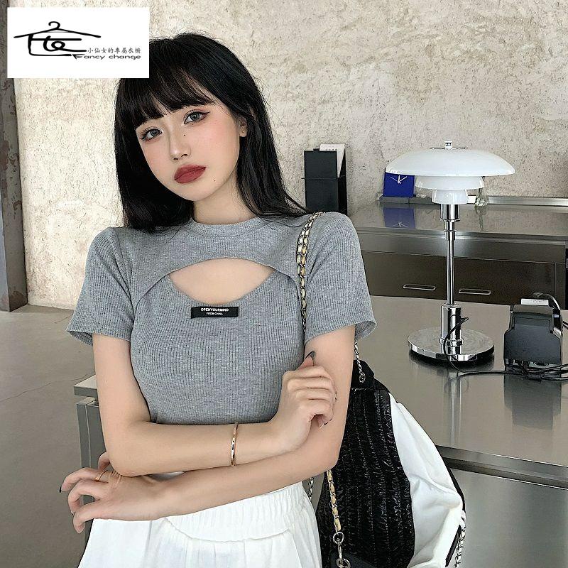 Áo Thun Tay Ngắn Giả Hai Lớp Dáng Ôm Thời Trang Mùa Hè Hàng Mới Dành Cho Bạn Nữ