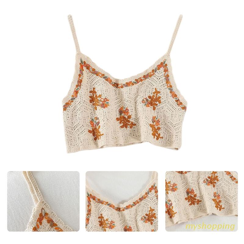 Áo Hai Dây Dệt Kim Thêu Hoa Nhiều Màu Sắc Dành Cho Nữ