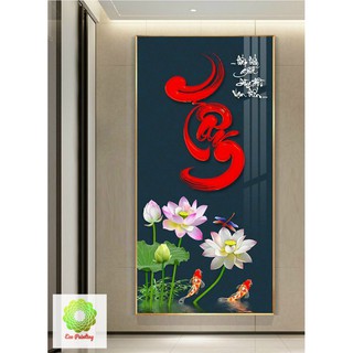 12 Tranh Treo Tường Thư Pháp Nghệ Thuật 3D - Tranh Treo Phòng Ăn, Phòng Khách, Cầu Thang, Hành Lang Tráng Gương Cao Cấp