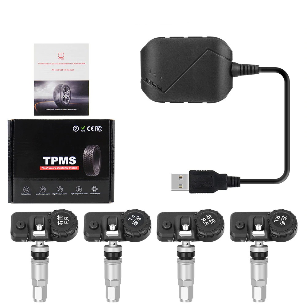 Cảm Biến Áp Suât Lốp TPMS Tích Hợp Màn Android Van Trong - Van Ngoài