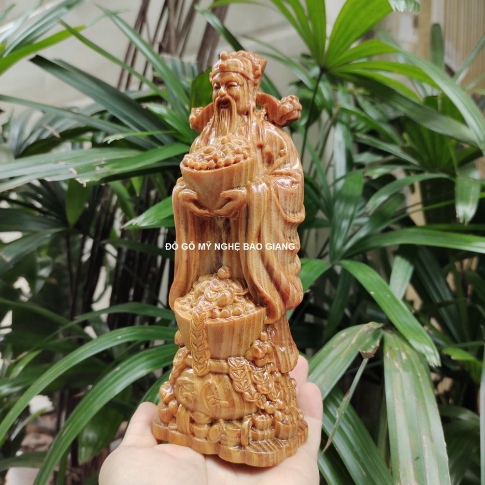 Tượng thần tài gỗ huyết long cao 20 cm
