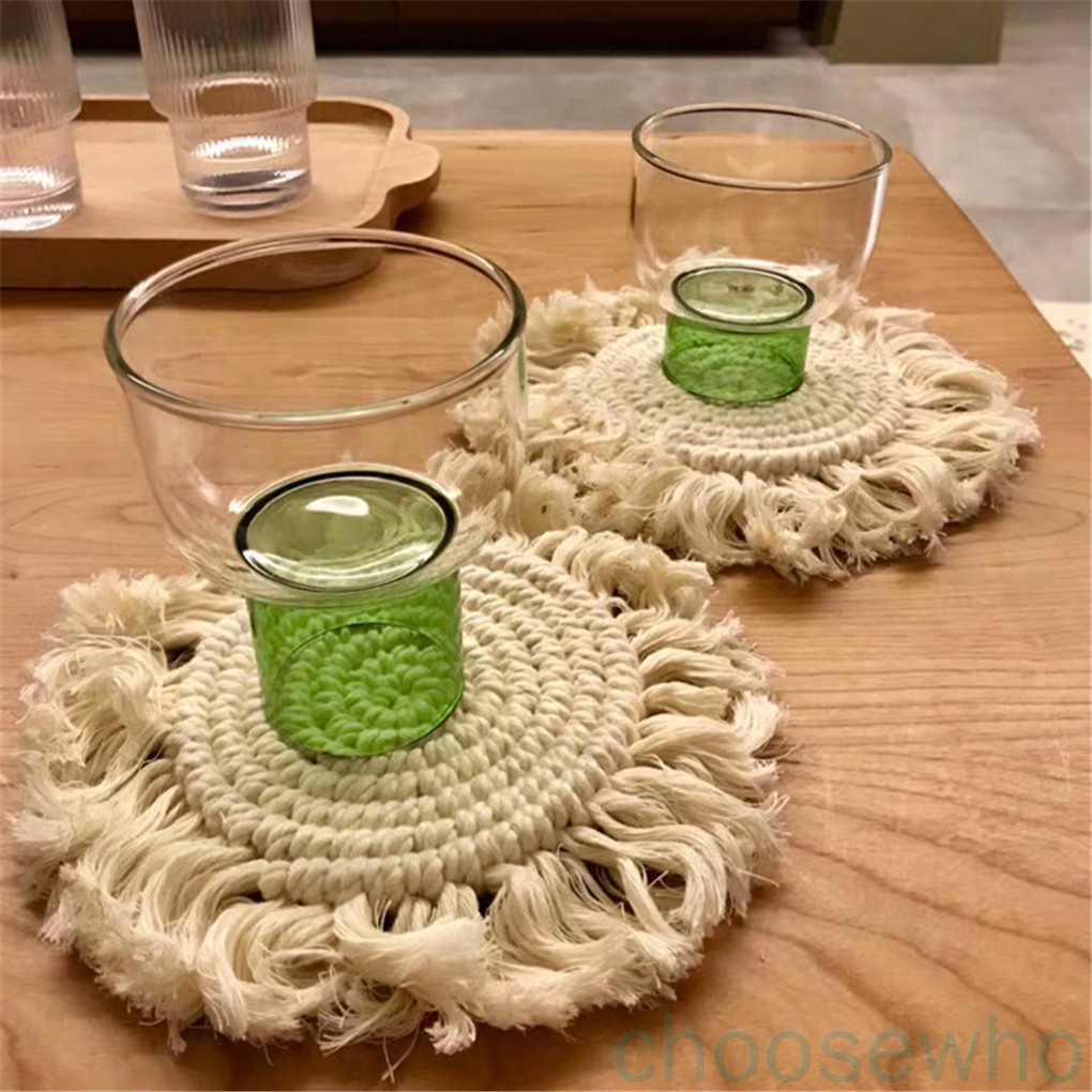 Tấm lót ly đan len bằng cotton cách nhiệt loại A 12.5cm