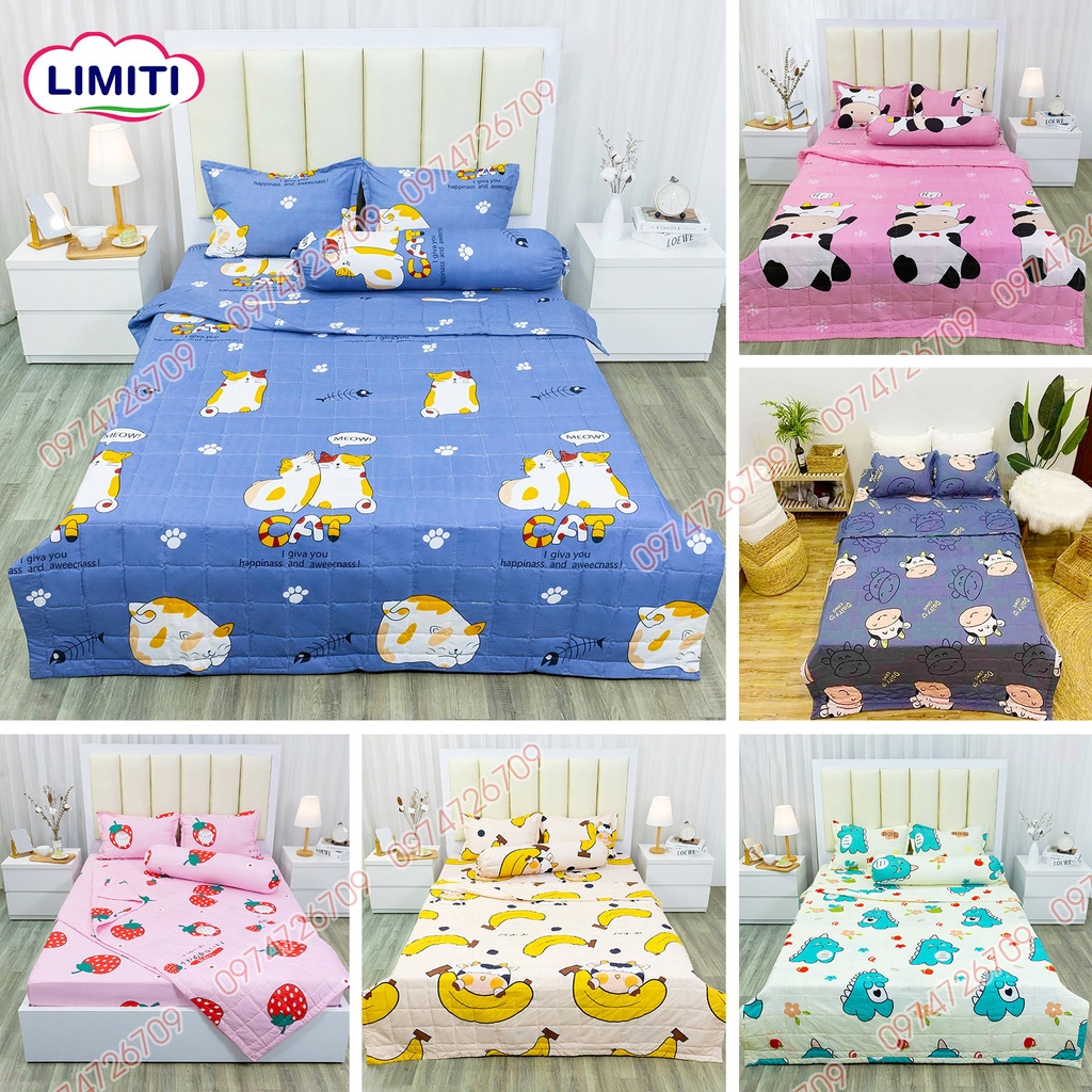 Bộ Chăn Hè Ga Gối (4 Món) Chất Liệu Poly Cotton Mềm Mát Thấm Hút Mồ Hôi Mẫu CHUỐI BÒ SỮA | BigBuy360 - bigbuy360.vn