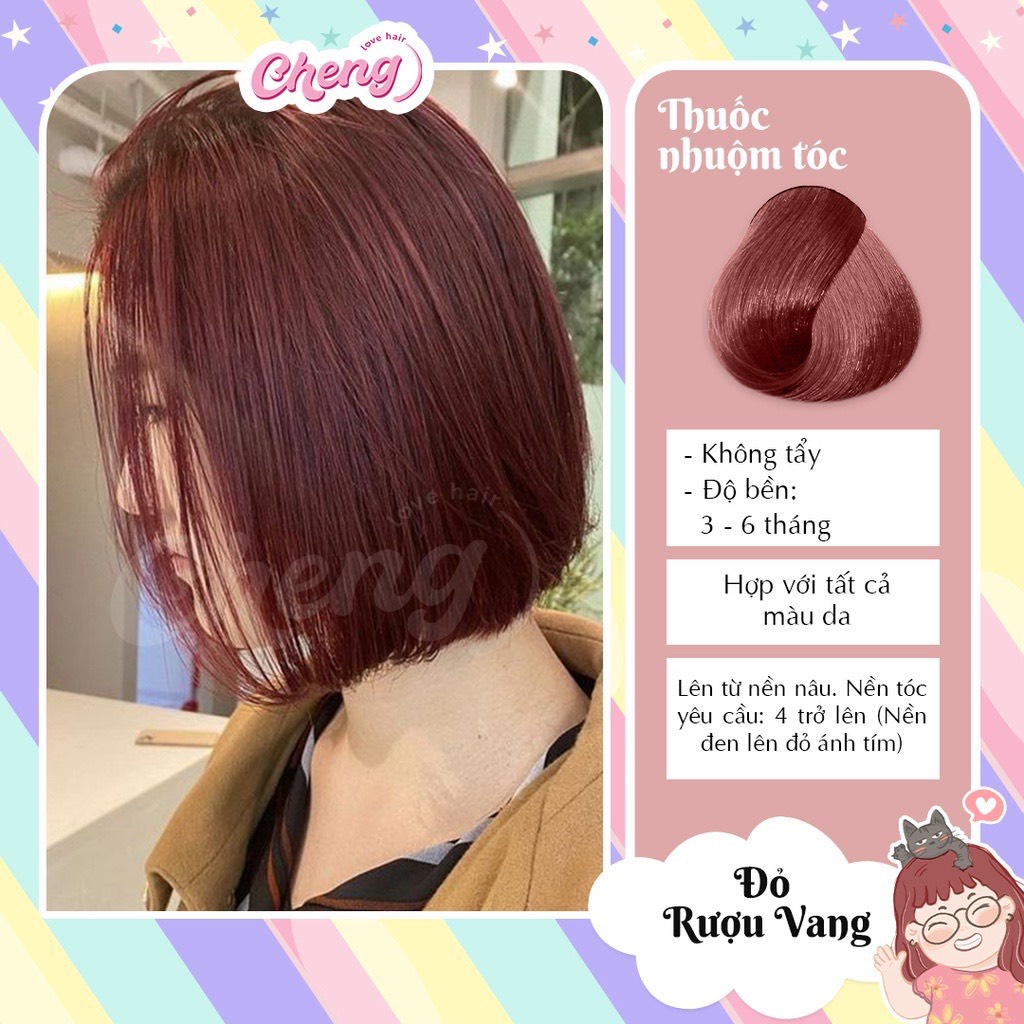 Thuốc nhuộm tóc ĐỎ RƯỢU VANG không tẩy tặng oxi trợ nhuộm | Chenglovehair, Chenglovehairs