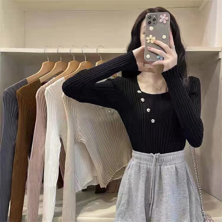 NRVP Áo Sweater Dệt Kim Dài Tay Thiết Kế Mới Thời Trang Theo Phong Cách Hàn Quốc Cho Nữ