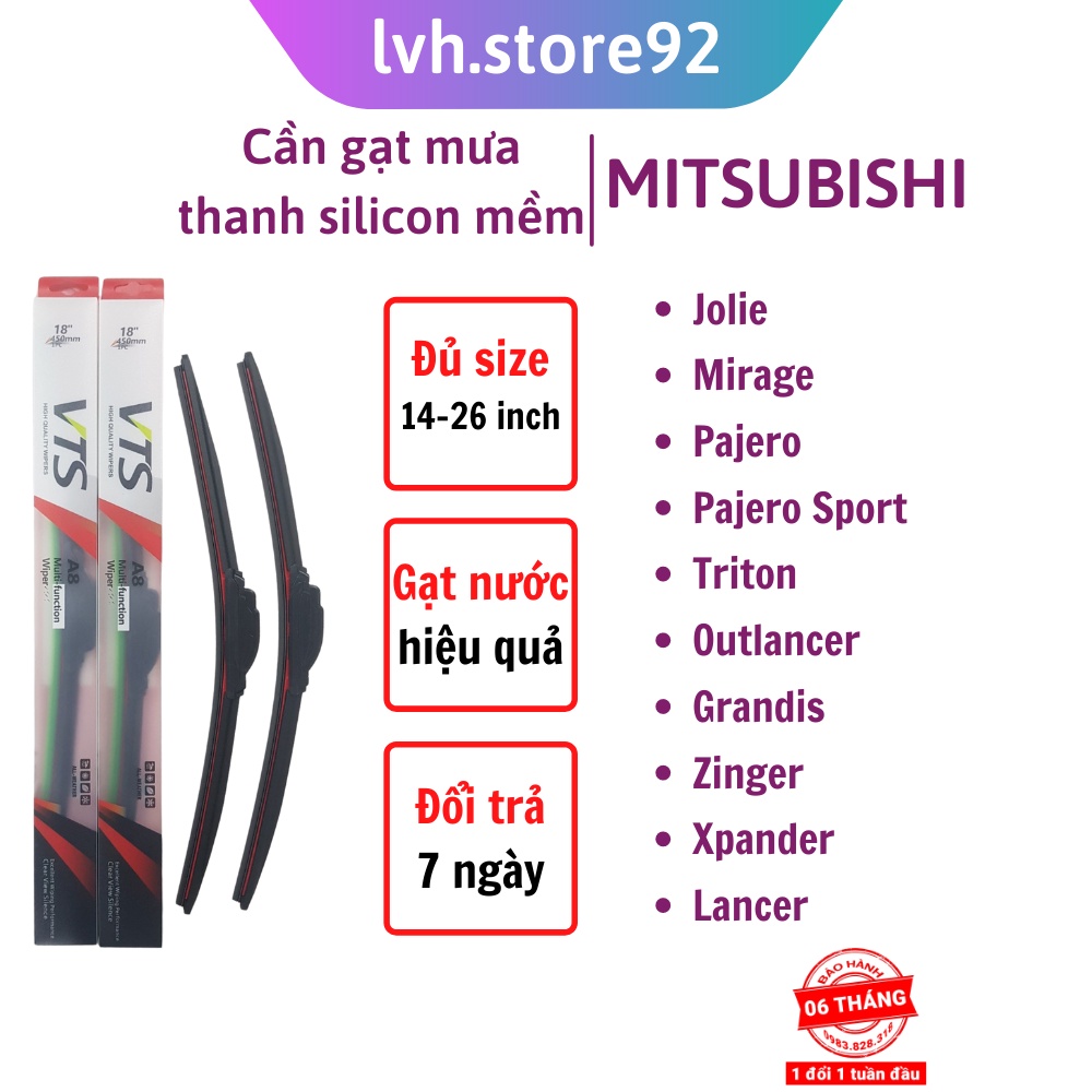 Bộ cần gạt mưa Silicon thanh mềm dành cho xe Mitsubishi: Jolie, Mirage, Pajero và các xe khác của hãng Mitsubishi