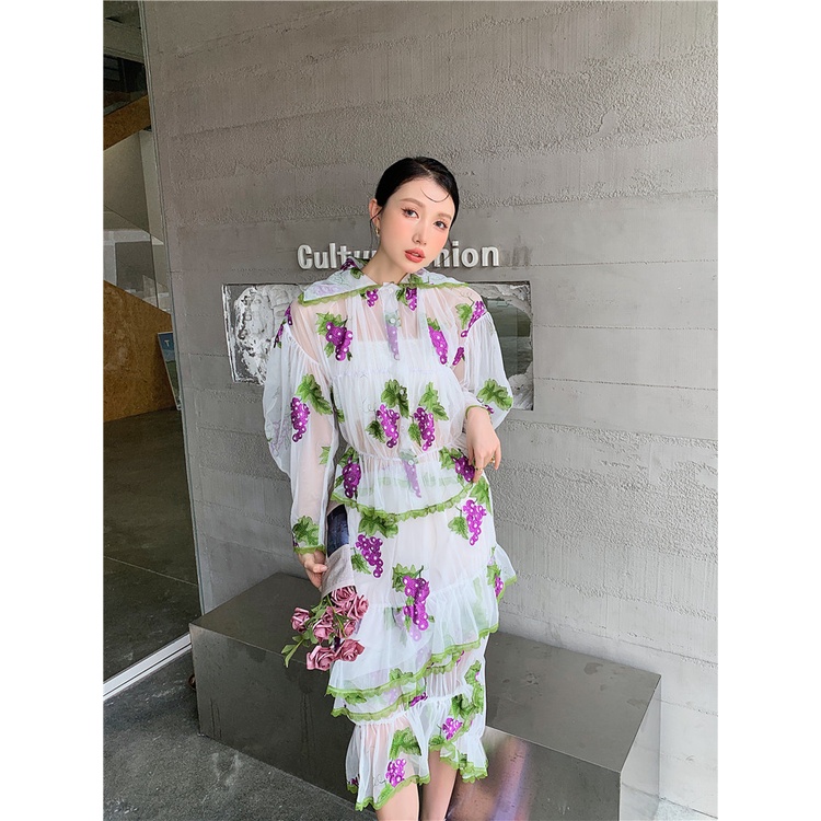 Đầm voan ren thêu cao cấp