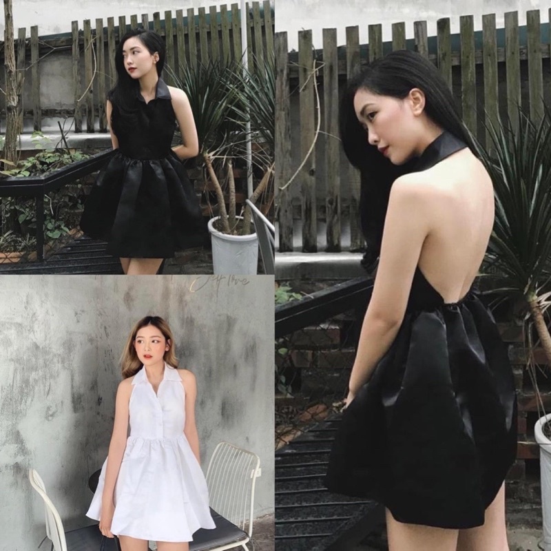 Áo sơ mi yếm chất lụa hở lưng hàng thiết kế