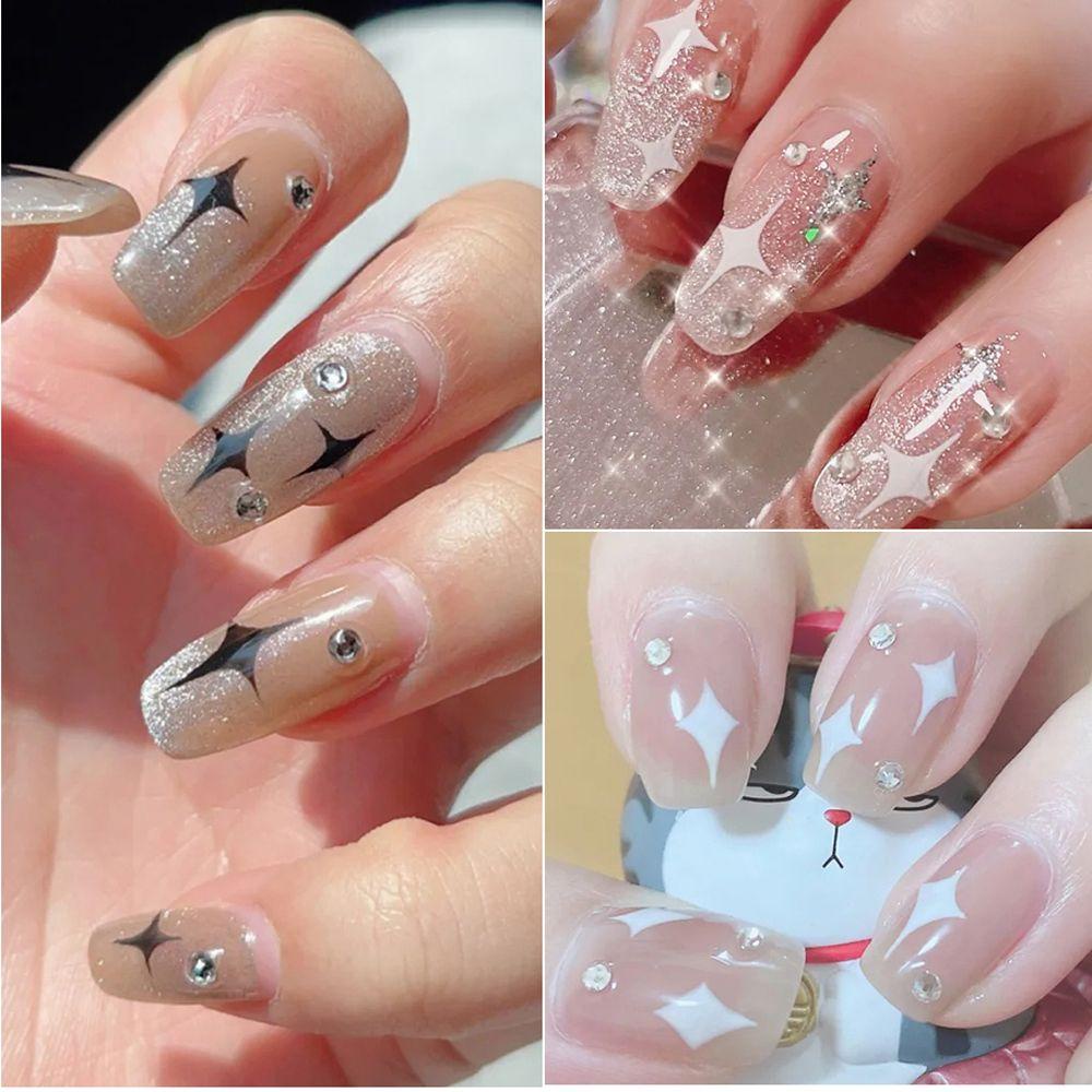 [Hàng mới về] Miếng dán 3D trang trí móng nghệ thuật DIY hình trái tim/ ngôi sao chống thấm nước tiện dụng cho nữ