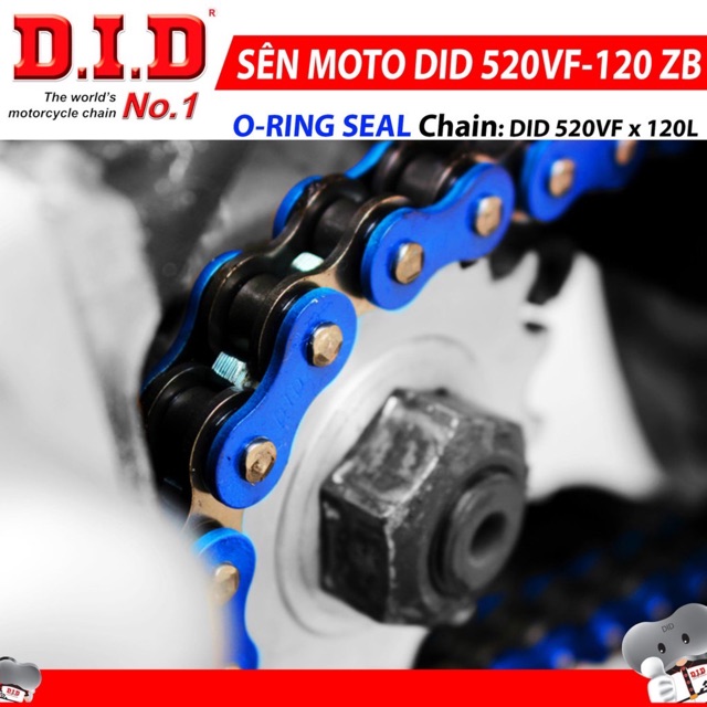 Sên DID 520 VF - 120 ZB O-ring Phốt Cao Su Dùng Cho Xe Moto PKL Chính Hãng DID - Thailand