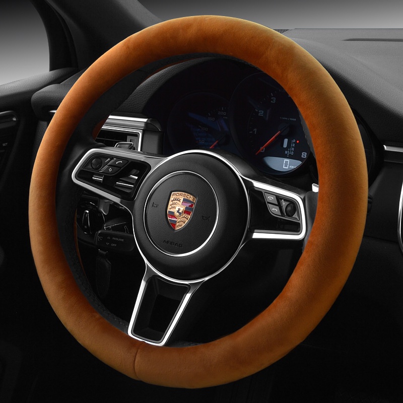 Plus Vỏ Bọc Vô Lăng Xe Hơi Màu Trơn Bằng Lông Nhung Thời Trang Thu Đông