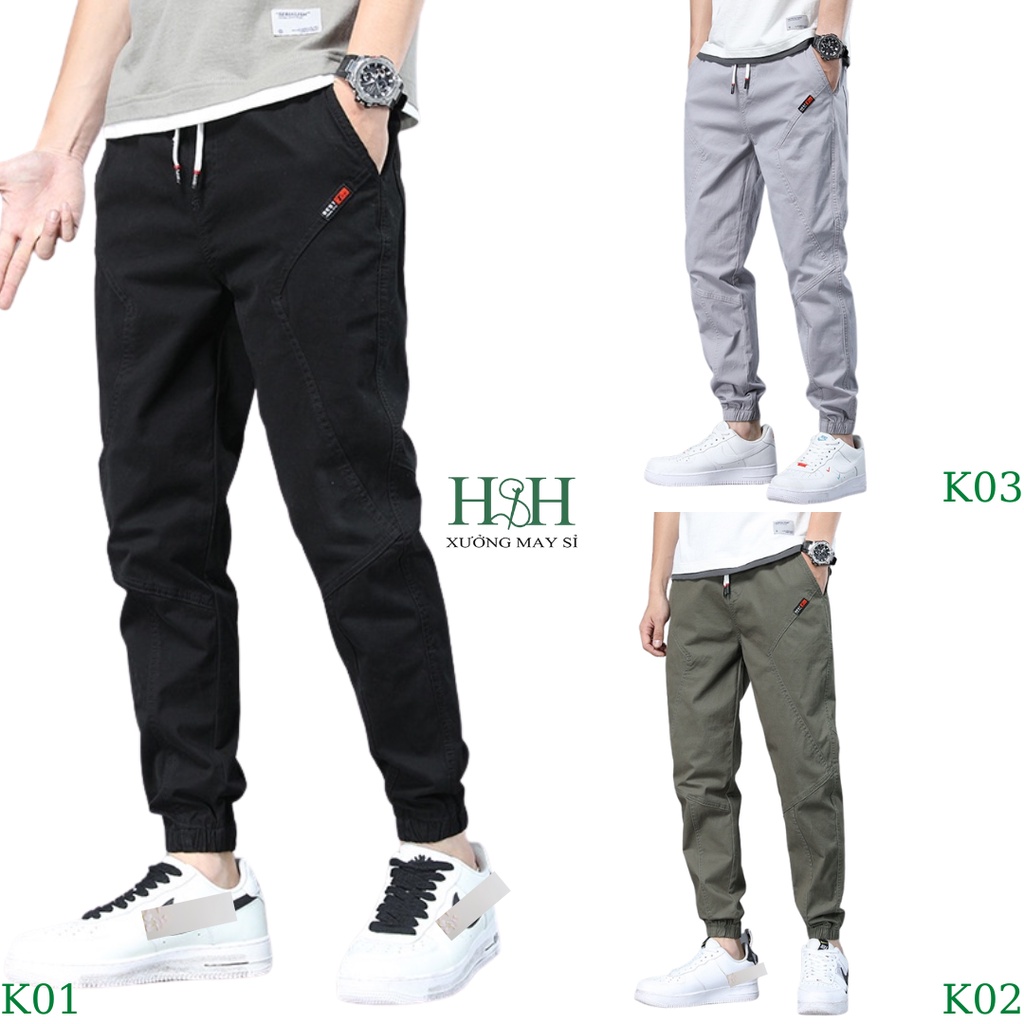 Quần jogger nam Hàn Quốc xuất xịn, quần dài kaki chất co giãn ống chun H&H | BigBuy360 - bigbuy360.vn