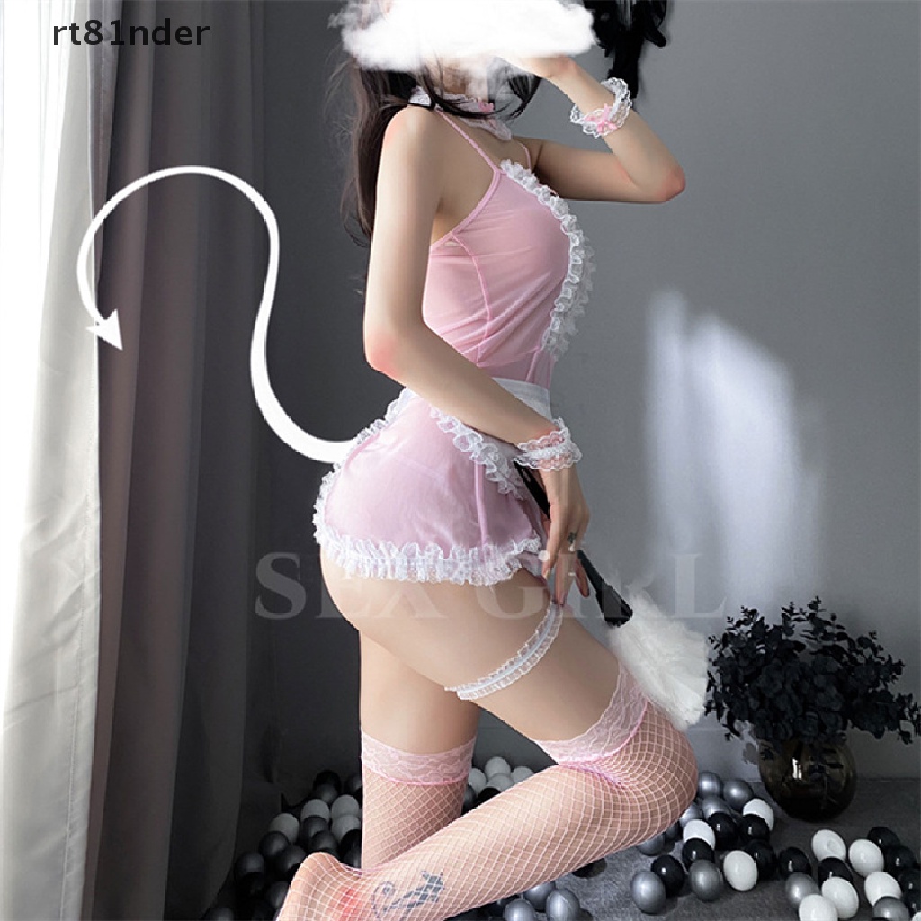 rt Sexy Lace Lingerie Perspective Lovely Maid Cosplay Uniform Temptation Suit Dress n