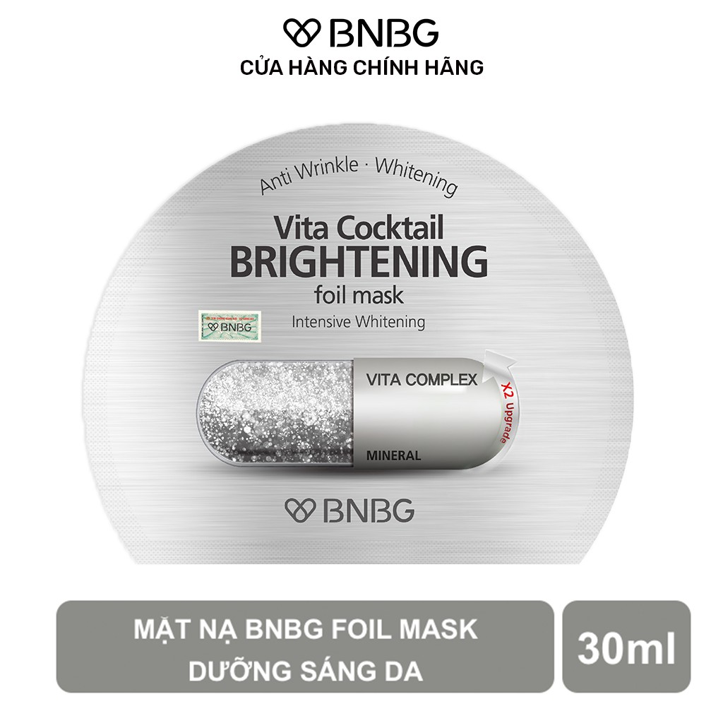 Combo 6 mặt nạ BNBG Vita Cocktail Foil Mask gấp đôi dưỡng chất (Brightening x2, Aqua x2, Age x2) 30ml x6