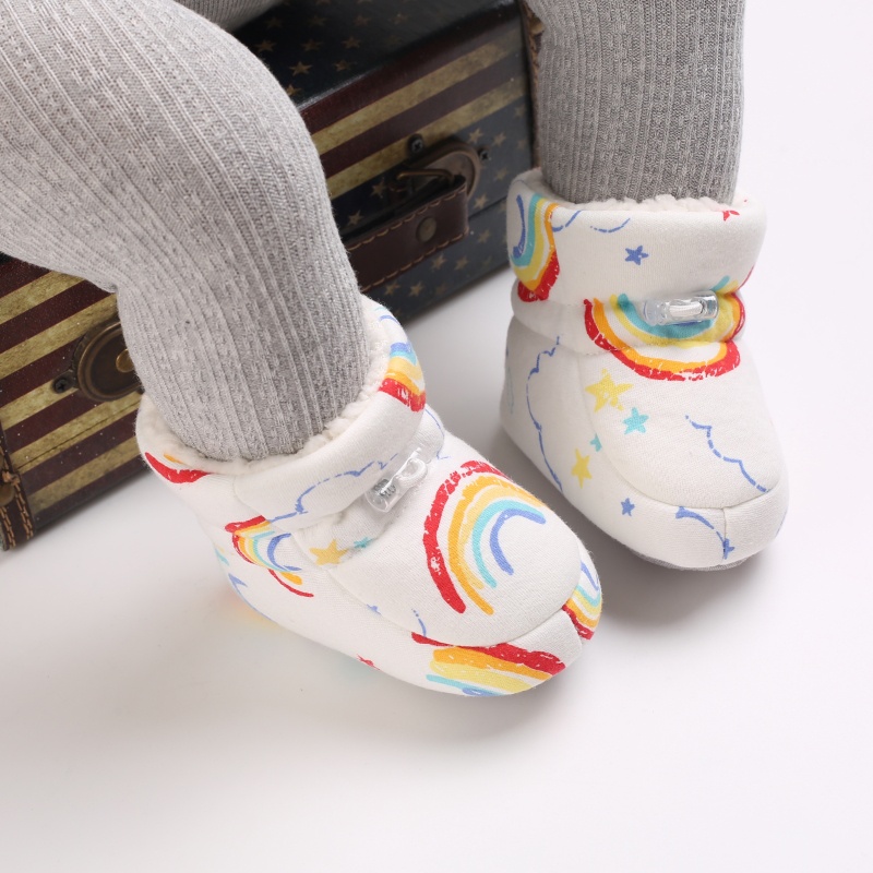 Giày Bốt Cotton Cổ Cao Chống Trượt In Họa Tiết Hoạt Hình Nhiều Màu Thời Trang Mùa Đông Cho Bé Gái 0-18 Tháng Tuổi
