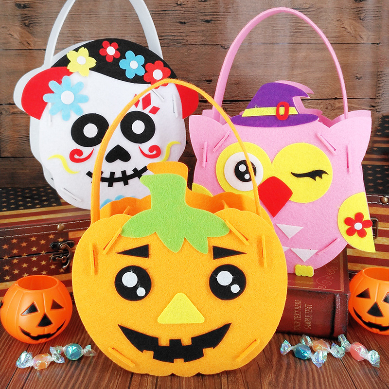 HANDMADE Túi Chứa Kẹo Được Làm Từ Vải Không Dệt, Dùng Cho Trẻ Nhỏ Theo Phong Cách Halloween