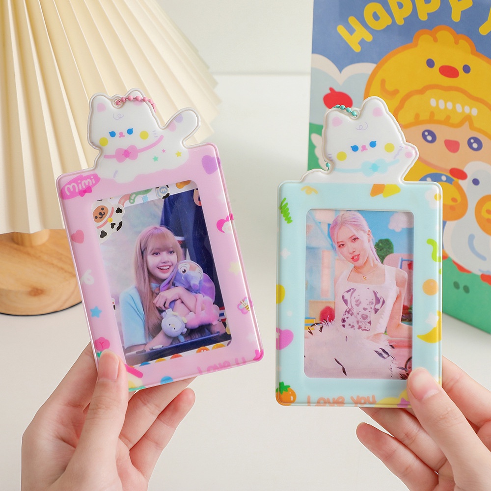 Card Holder Túi Đựng Thẻ Ảnh PVC Kèm Dây Bi Mimi Cat