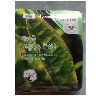 10 miếng MẶT NẠ DƯỠNG DA TRÀ XANH 3W CLINIC FRESH GREEN TEA MASK SHEET