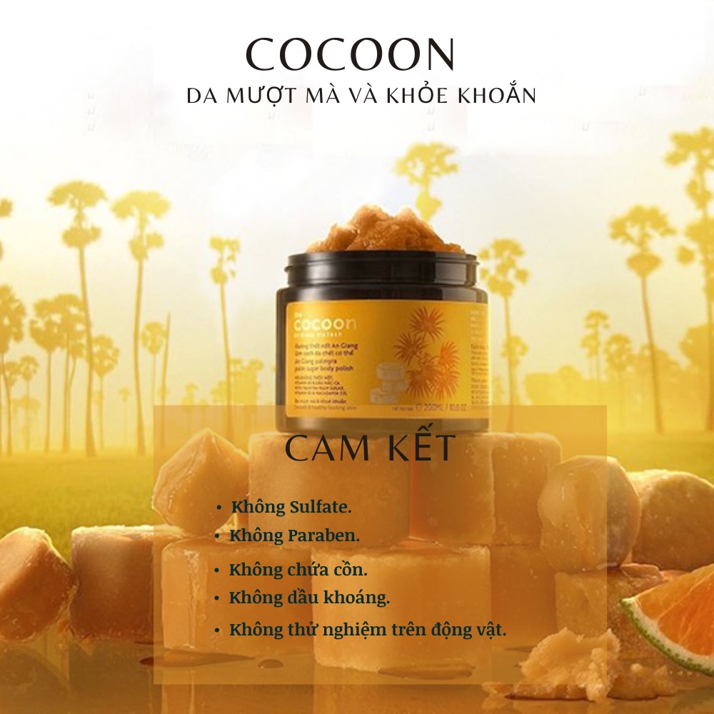 Tẩy tế bào chết Cocoon đường thốt nốt An Giang 200ml giúp làm sạch cơ thể mang lại làn da mịt màng và khỏe mạnh