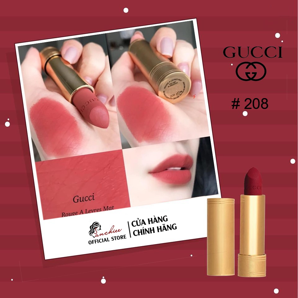 Son Môi Gucci Matte Satin, Son Kem Gucci. Chất Son Lì Hoàn Hảo, Siêu Mịn, Che Được Hết Các Khuyết Điểm Của Môi