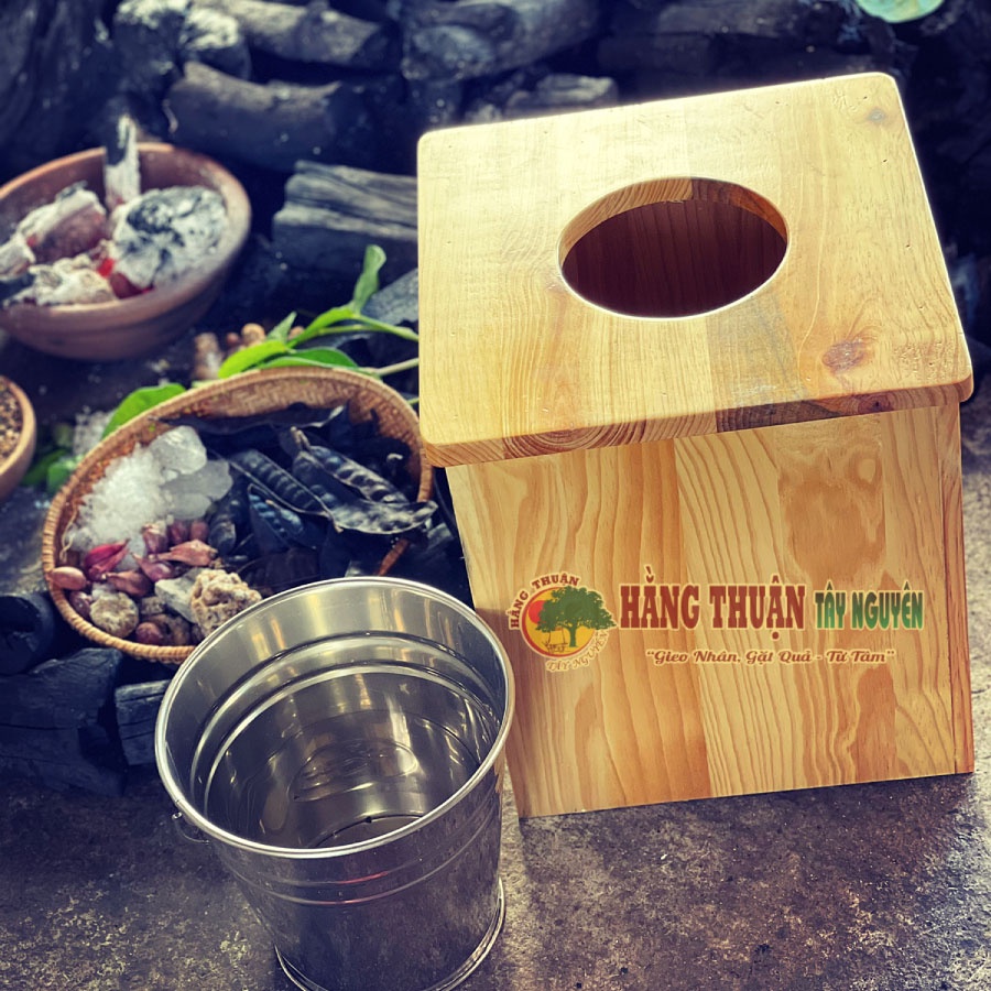 Combo Ghế Gỗ Thông Tự Nhiên Và Túi Xông Phụ Khoa Sét 12-24 Gói