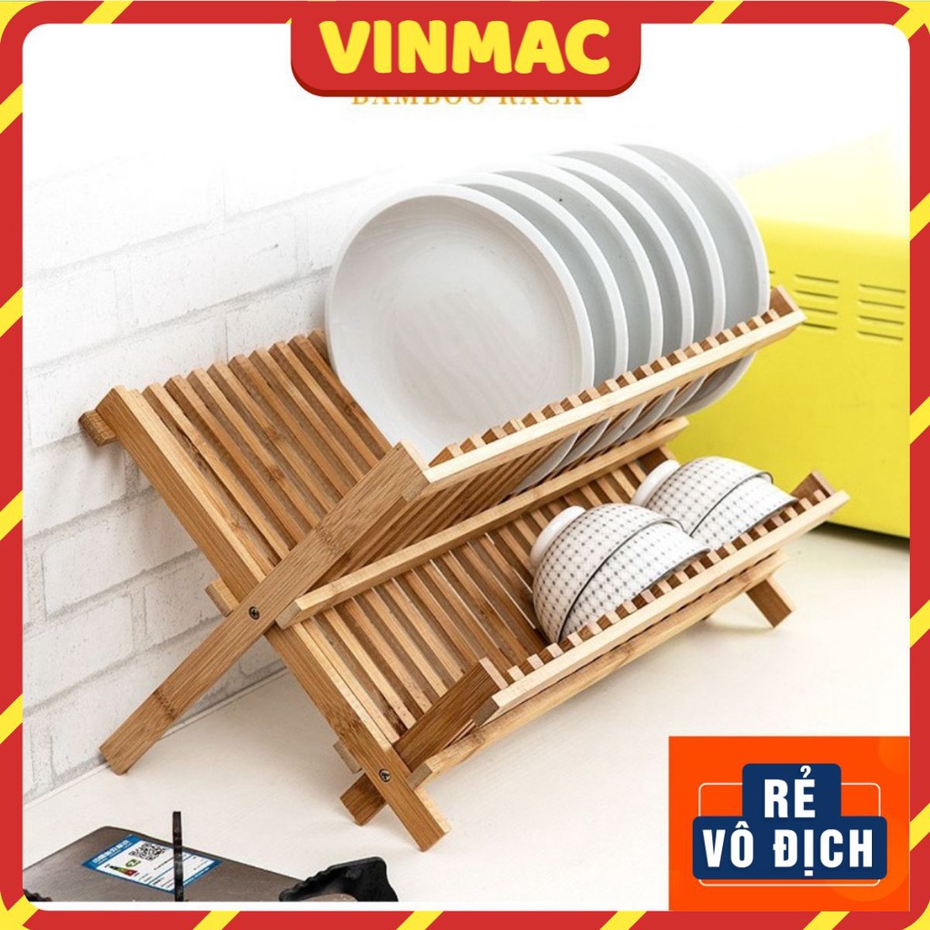 Giá úp bát đĩa cốc chén bằng gỗ tre tự nhiên để bàn thoát nước sạch sẽ giá rẻ nhất. Mẫu 16 thanh