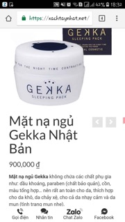 Mặt nạ ngủ Gekka Sleeping Pack Auth Nhật