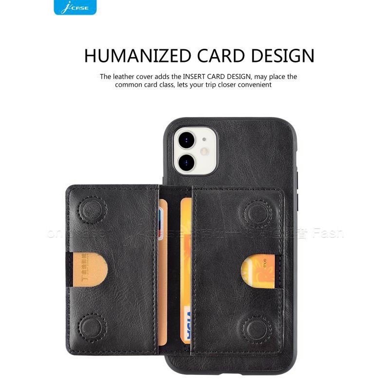 Ốp lưng ví da J-Case cho iPhone XS max / 11/ 11 Pro/ 11 Pro max / 12 Mini/ 12/ 12 Pro/ 12 Pro max để tiền, thẻ siêu tiện