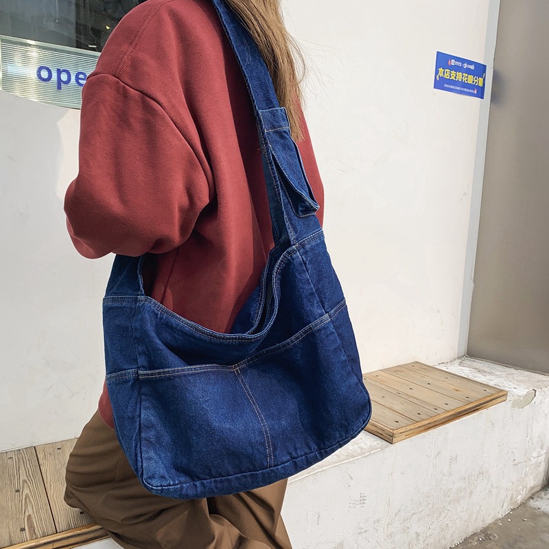 Túi Xách Denim Cỡ Lớn Thiết Kế Hai Ngăn Tiện Dụng