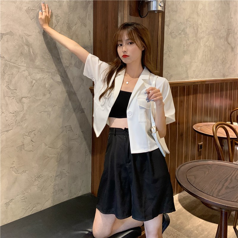 📷 Áo Blazer tay ngắn, kiểu croptop ( 2 màu ) | BigBuy360 - bigbuy360.vn