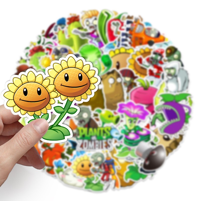 Sticker chủ đề plants vs zombies chống nước, dán mũ bảo hiểm, vali, laptop, ván trượt 101