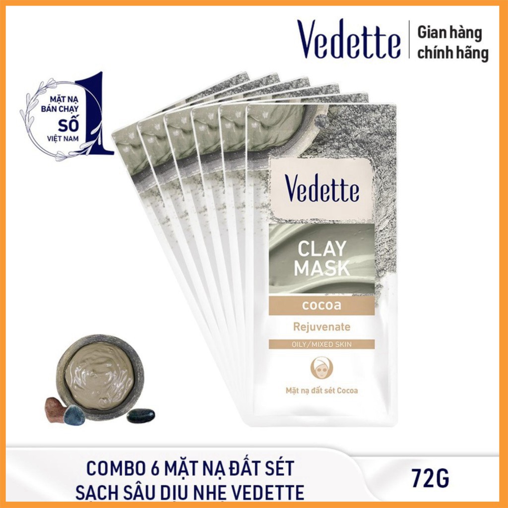 ❤️ COMBO 6 MẶT NẠ ĐẤT SÉT BÙN 12g VEDETTE