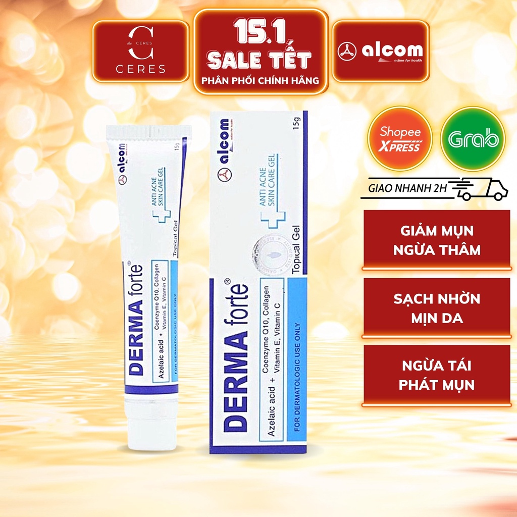 Derma Forte Kem Giảm Mụn Gel Ngừa Thâm Mờ Sẹo Mụn Ẩn Mụn Đầu Đen 15g