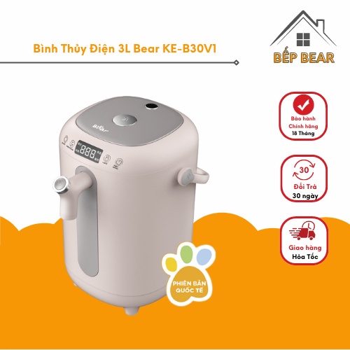 Bình Đun Nước Thủy Điện Bear 3L KE-B30V1 Thông Minh Đa Năng Khử Clo Giữ Ấm 11 mức nhiệt, Bản Quốc Tế_Bảo Hành 18 Tháng